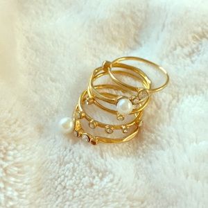 Pearl & crystal stacking rings